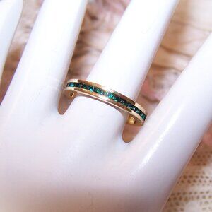 ESPO Sterling Silver Vermeil Eternity Band with Green Cubic Zirconia CZ - Size 7